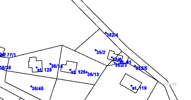 Parcela st. 35/2 v KÚ Malý Ratmírov, Katastrální mapa