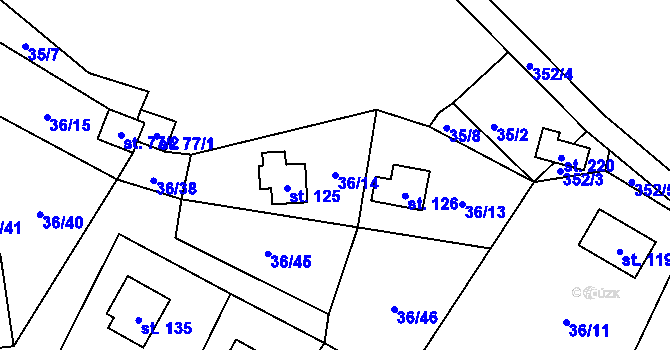 Parcela st. 36/14 v KÚ Malý Ratmírov, Katastrální mapa