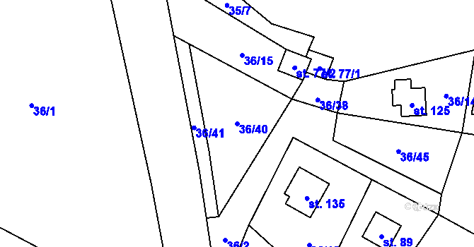 Parcela st. 36/40 v KÚ Malý Ratmírov, Katastrální mapa