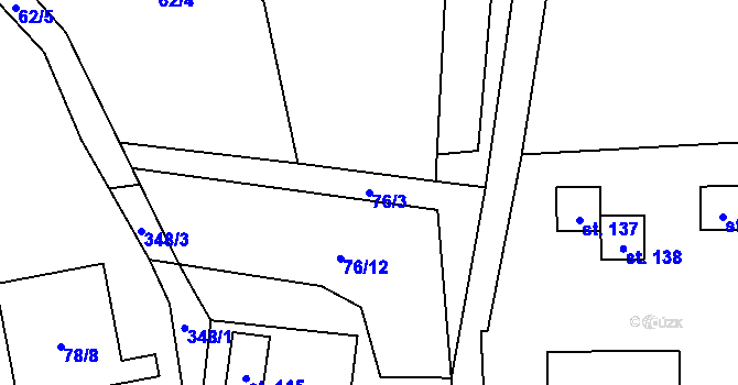 Parcela st. 76/3 v KÚ Malý Ratmírov, Katastrální mapa