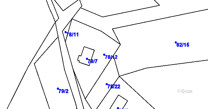 Parcela st. 78/12 v KÚ Malý Ratmírov, Katastrální mapa