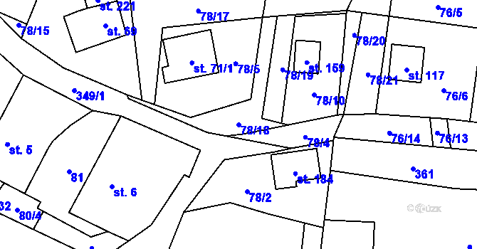 Parcela st. 78/18 v KÚ Malý Ratmírov, Katastrální mapa