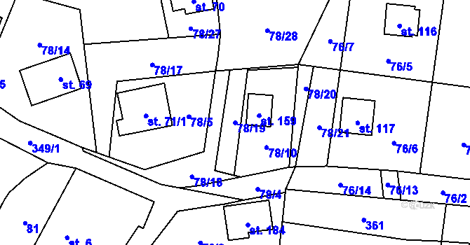 Parcela st. 78/19 v KÚ Malý Ratmírov, Katastrální mapa