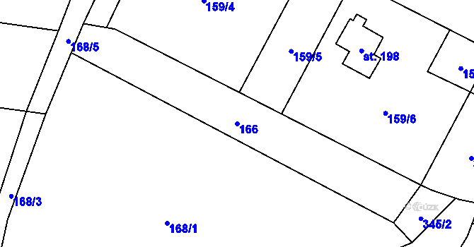 Parcela st. 166 v KÚ Malý Ratmírov, Katastrální mapa