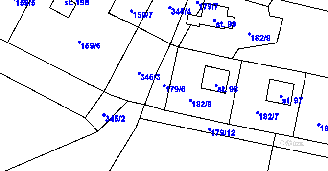 Parcela st. 179/6 v KÚ Malý Ratmírov, Katastrální mapa