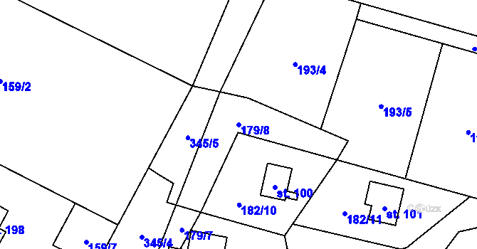 Parcela st. 179/8 v KÚ Malý Ratmírov, Katastrální mapa