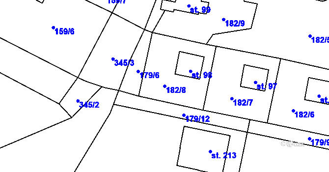 Parcela st. 182/8 v KÚ Malý Ratmírov, Katastrální mapa