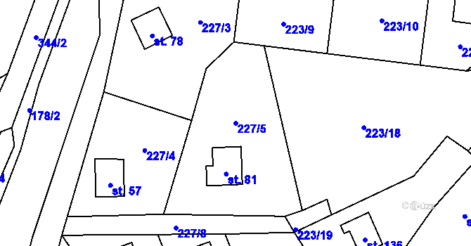 Parcela st. 227/5 v KÚ Malý Ratmírov, Katastrální mapa