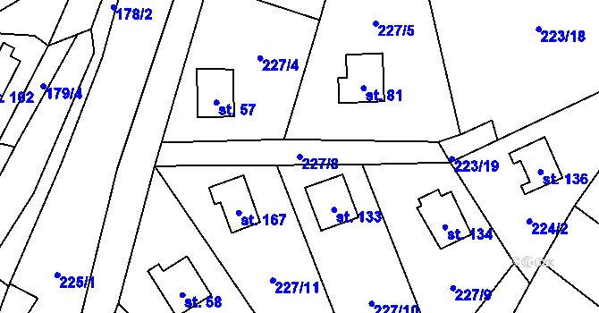 Parcela st. 227/8 v KÚ Malý Ratmírov, Katastrální mapa