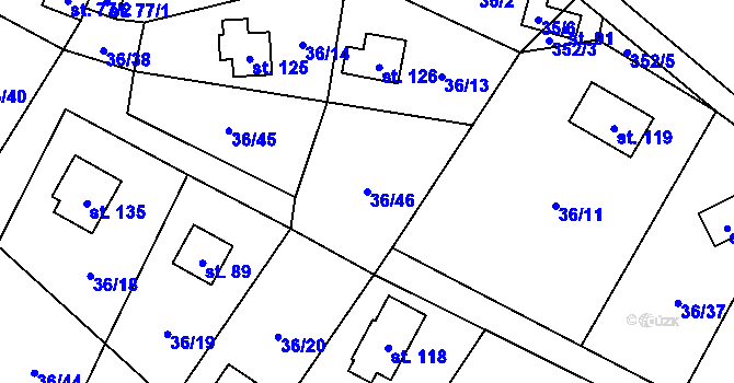 Parcela st. 36/46 v KÚ Malý Ratmírov, Katastrální mapa