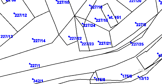 Parcela st. 227/23 v KÚ Malý Ratmírov, Katastrální mapa