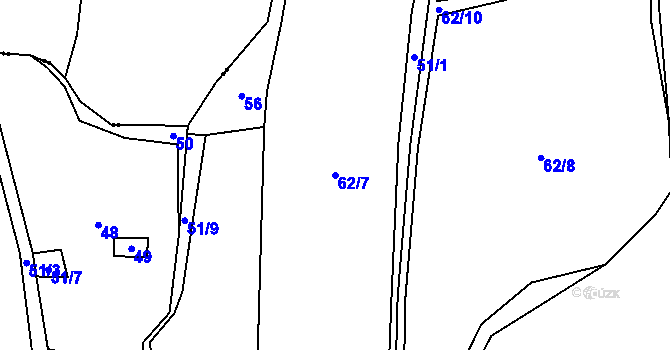 Parcela st. 62/7 v KÚ Malý Ratmírov, Katastrální mapa