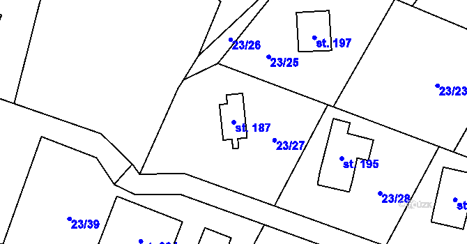 Parcela st. 187 v KÚ Malý Ratmírov, Katastrální mapa