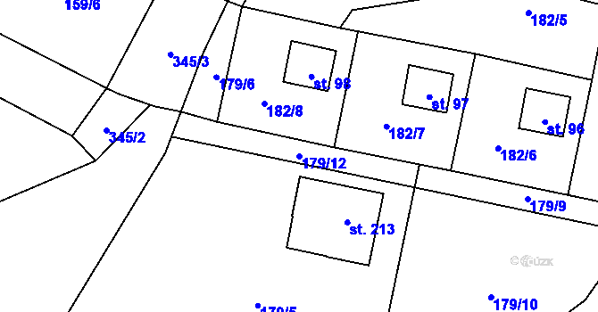 Parcela st. 179/12 v KÚ Malý Ratmírov, Katastrální mapa