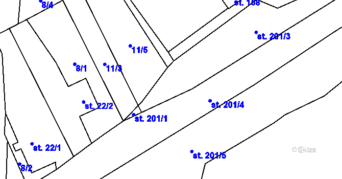 Parcela st. 201/2 v KÚ Malý Ratmírov, Katastrální mapa
