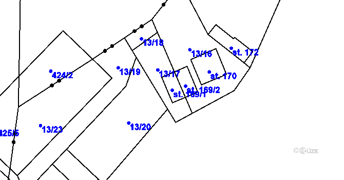 Parcela st. 169/1 v KÚ Malý Ratmírov, Katastrální mapa