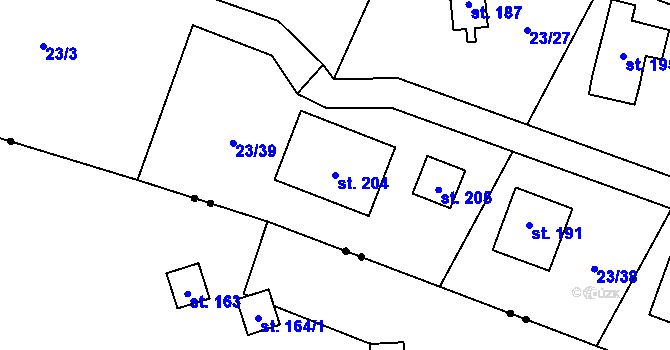 Parcela st. 204 v KÚ Malý Ratmírov, Katastrální mapa