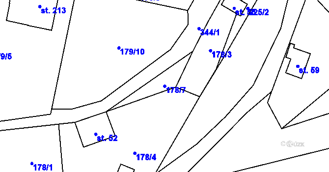 Parcela st. 178/7 v KÚ Malý Ratmírov, Katastrální mapa