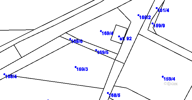 Parcela st. 169/5 v KÚ Malý Ratmírov, Katastrální mapa