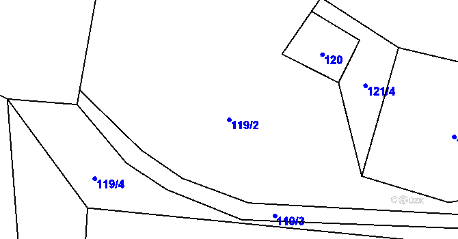 Parcela st. 119/2 v KÚ Malý Ratmírov, Katastrální mapa