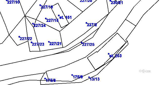 Parcela st. 227/25 v KÚ Malý Ratmírov, Katastrální mapa