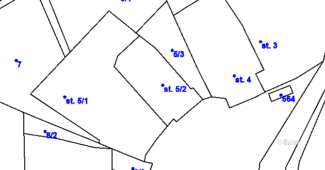 Parcela st. 5/2 v KÚ Mutyněves, Katastrální mapa