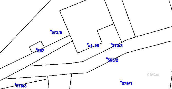 Parcela st. 28 v KÚ Mutyněves, Katastrální mapa