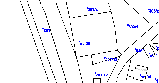 Parcela st. 29 v KÚ Mutyněves, Katastrální mapa