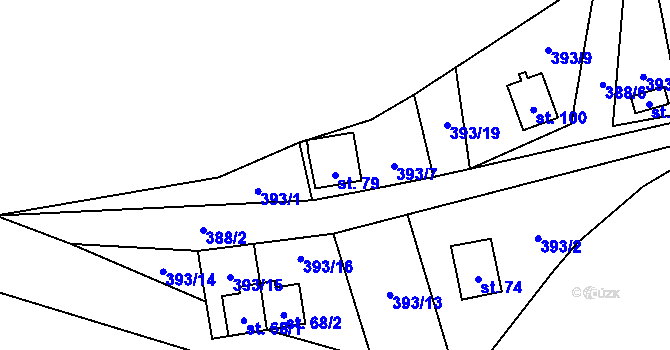 Parcela st. 79 v KÚ Mutyněves, Katastrální mapa