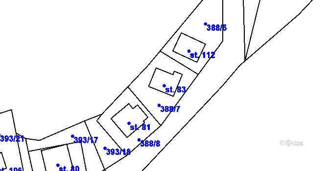 Parcela st. 83 v KÚ Mutyněves, Katastrální mapa