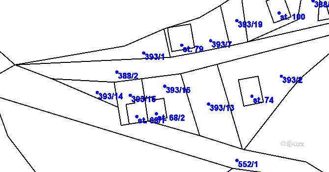 Parcela st. 393/16 v KÚ Mutyněves, Katastrální mapa