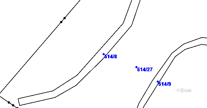 Parcela st. 514/8 v KÚ Mutyněves, Katastrální mapa