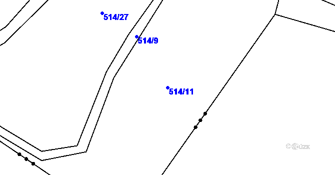 Parcela st. 514/11 v KÚ Mutyněves, Katastrální mapa