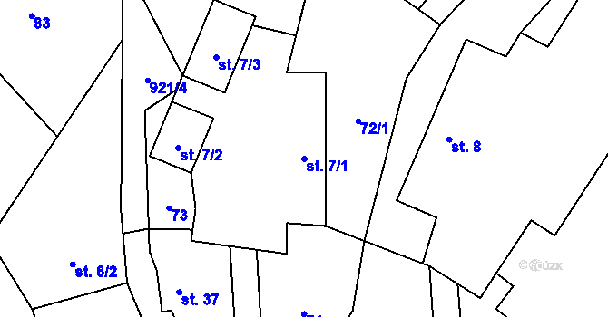 Parcela st. 7/1 v KÚ Blažejovice, Katastrální mapa