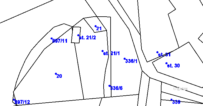 Parcela st. 21 v KÚ Blažejovice, Katastrální mapa