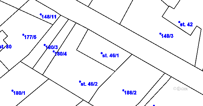 Parcela st. 46/1 v KÚ Blažejovice, Katastrální mapa