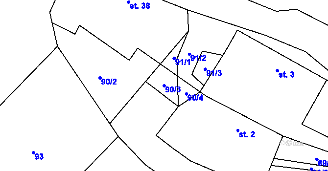Parcela st. 90/3 v KÚ Blažejovice, Katastrální mapa