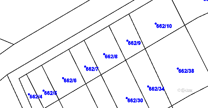 Parcela st. 662/8 v KÚ Blažejovice, Katastrální mapa