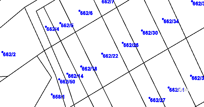 Parcela st. 662/22 v KÚ Blažejovice, Katastrální mapa
