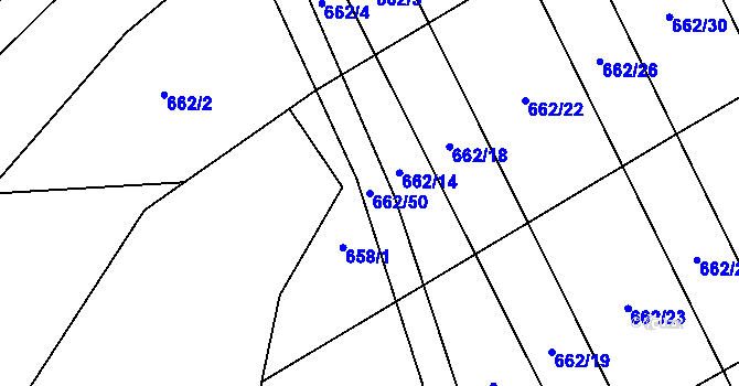 Parcela st. 662/50 v KÚ Blažejovice, Katastrální mapa
