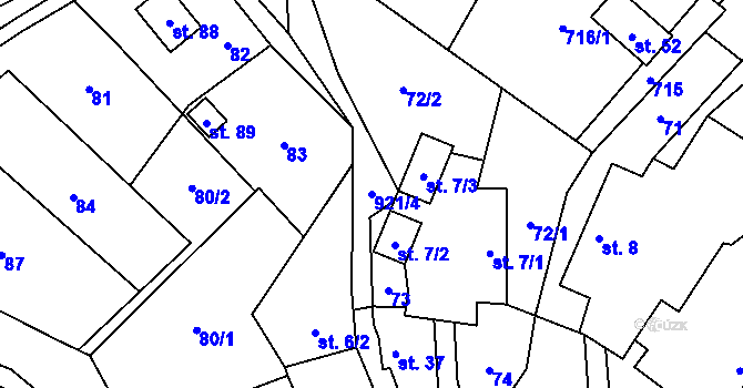 Parcela st. 921/4 v KÚ Blažejovice, Katastrální mapa