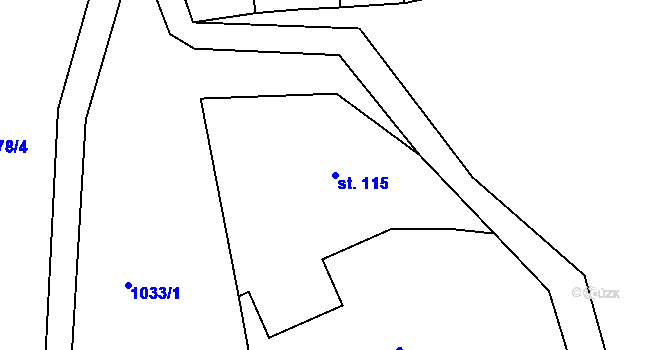 Parcela st. 115 v KÚ Blažim nad Vltavou, Katastrální mapa