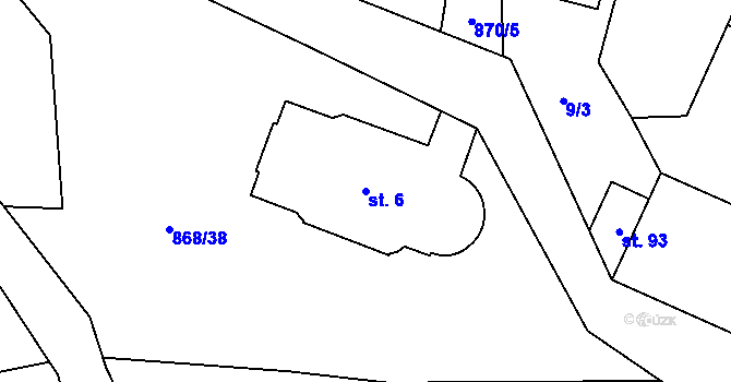 Parcela st. 6 v KÚ Blažim, Katastrální mapa