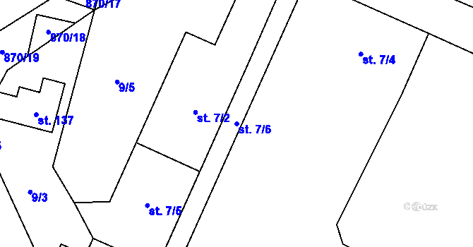 Parcela st. 7/6 v KÚ Blažim, Katastrální mapa