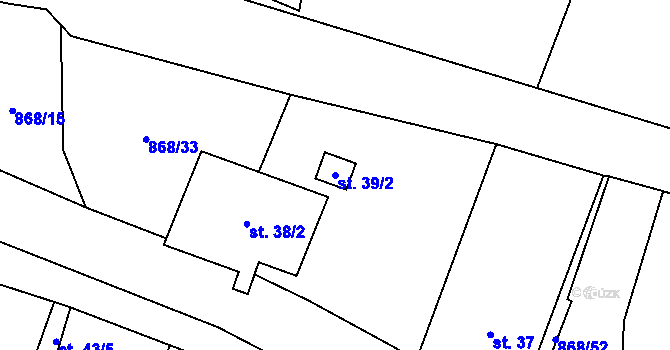 Parcela st. 39/2 v KÚ Blažim, Katastrální mapa