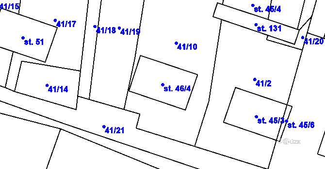 Parcela st. 46/4 v KÚ Blažim, Katastrální mapa