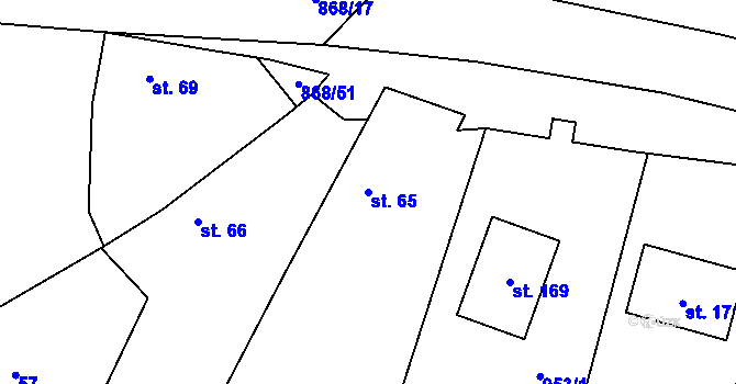 Parcela st. 65 v KÚ Blažim, Katastrální mapa