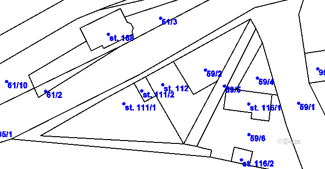 Parcela st. 112 v KÚ Blažim, Katastrální mapa