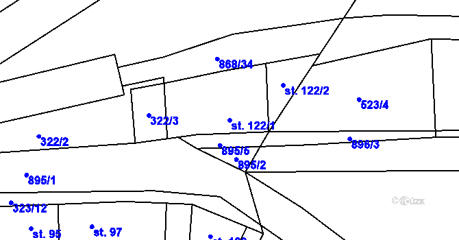 Parcela st. 122/1 v KÚ Blažim, Katastrální mapa
