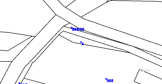 Parcela st. 4 v KÚ Blažim, Katastrální mapa
